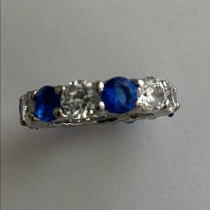 Eternity size 5 white ansd sapphire crystal
